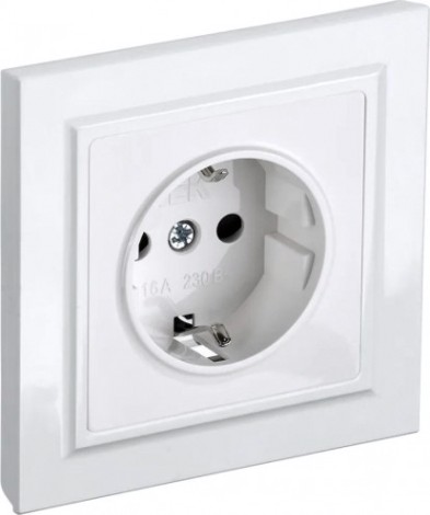 Розетка IEK BRITE РСР14-1-0 16а защ. шторки бел. [BR-R14-16-K01-F]