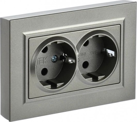 Розетка IEK BRITE РСш12-3 16а 2-м защ. шторки шампань [BR-R24-16-K37-F]