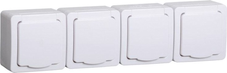 Розетка IEK Гермес Plus РСб24-3 4-м оп 16а ip54 с заземл. с крышкой [ERMP42-K01-16-54-EC]