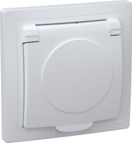 Розетка IEK Кварта РСб10-3 1-м сп 16а ip20 с заземл. с крышкой бел. [ERK15-K01-16-DM]