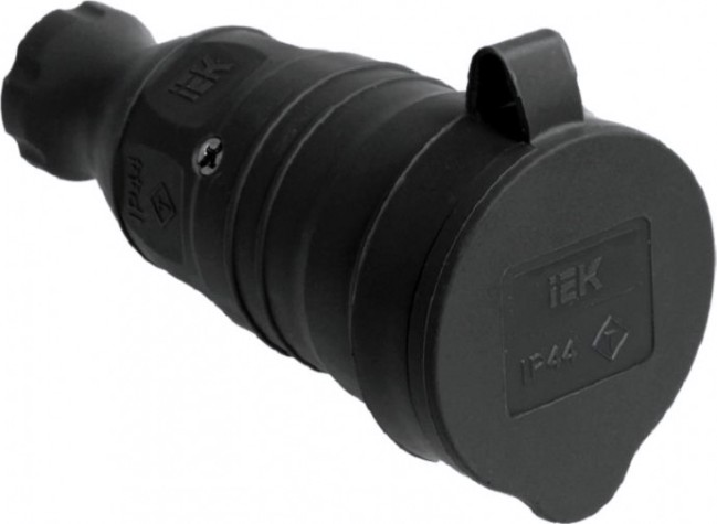 Розетка (колодка) 1-местная переносная IEK РБп13-1-0м IP44 с защитной крышкой [PKR21-016-2-K02]