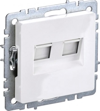Розетка компьютерная IEK BRITE РК10-2-БрБ двойная RJ45 кат.5E белая [BR-K20-1-K01]