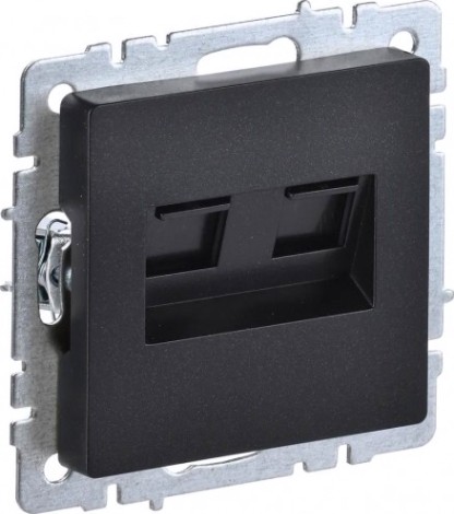 Розетка компьютерная IEK BRITE РК10-2-БрЧ двойная RJ45 кат.5E черная [BR-K20-1-K02]