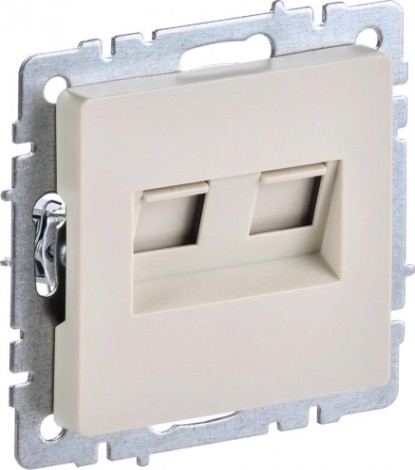 Розетка компьютерная IEK BRITE РК10-2-БрКр двойная RJ45 кат.5E бежевая [BR-K20-1-K10]