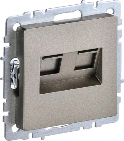 Розетка компьютерная IEK BRITE РК10-2-БрШ двойная RJ45 кат.5E шампань [BR-K20-1-K37]