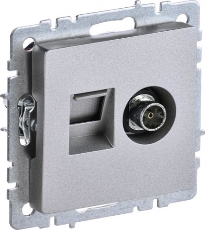 Розетка компьютерная+телевизионная IEK Brite РТВ/РК12-БрА RJ45 кат.5E [BR-AK20-1-K47]
