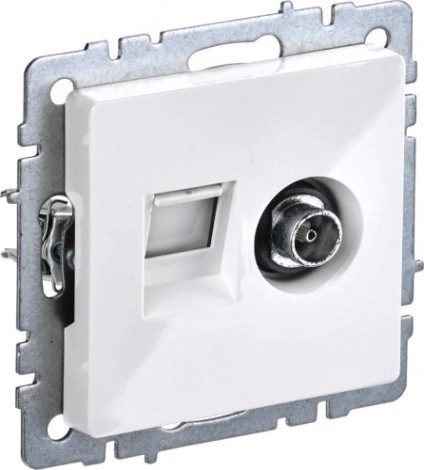 Розетка компьютерная+телевизионная IEK Brite РТВ/РК12-БрБ RJ45 кат.5E [BR-AK20-1-K01]