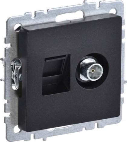 Розетка компьютерная+телевизионная IEK Brite РТВ/РК12-БрЧ RJ45 кат.5E черная [BR-AK20-1-K02]