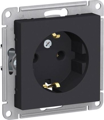 Розетка Systeme Electric AtlasDesign 1-м 16а ip20 с заземл., карбон ATN001043 [ATN001043]