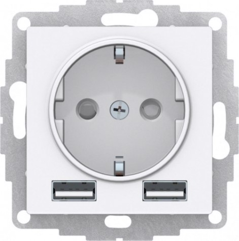 Розетка Systeme Electric AtlasDesign ATN000130 3-м 16а ip20 с 2-мя заряд. ус-ми usb [ATN000130]