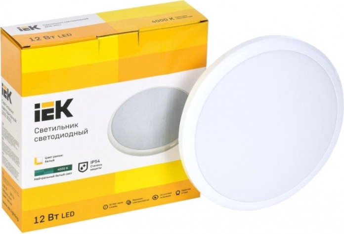 Светильник для ЖКХ светодиодный IEK ДПБ 3001 12вт ip54 4000k бел. [LDPB0-3001-12-4000-K01]