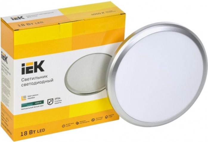 Светильник для ЖКХ светодиодный IEK ДПБ 3103 18вт ip54 4000k серебро [LDPB0-3103-18-4000-K01]
