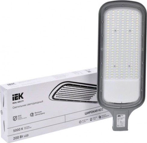 Светильник уличный IEK ДКУ 1012-200Ш 5000к ip65 светодиодный серый [LDKU1-1012-200-5000-K03]