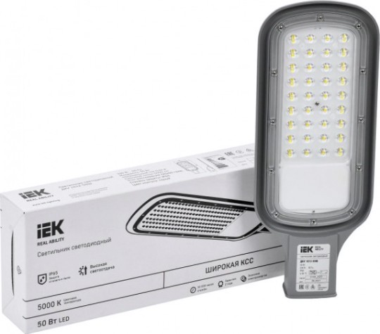 Светильник уличный IEK ДКУ 1012-50Ш 5000к ip65 светодиодный, серый [LDKU1-1012-050-5000-K03]