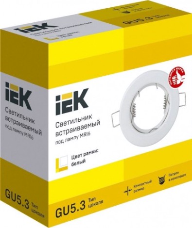 Светильник встраиваемый IEK MR16 под лампу бел. [LUVB0-GU05-1-K01]