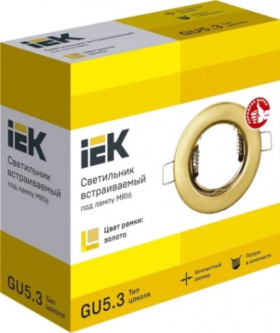 Светильник встраиваемый IEK MR16 под лампу золото [LUVB0-GU05-1-K22]