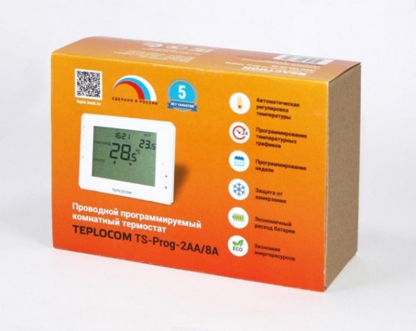 Термостат комнатный TEPLOCOM TS-Prog-2AA/8A [912]