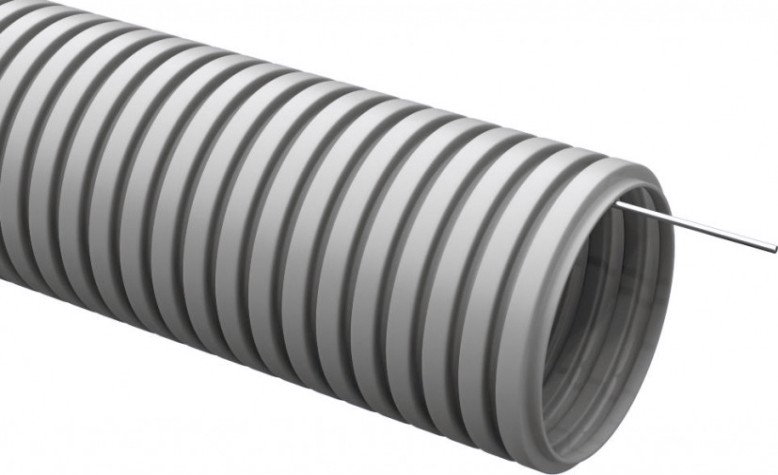 Труба гофрированная IEK CTG20-20-K41-050I ПВХ d20мм с протяжкой сер. (уп. 50м)
