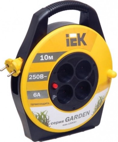 Удлинитель на катушке IEK УК10 2Р/10м 2х0,75мм Garden с термозащитой 4 места [WKP23-06-04-10]