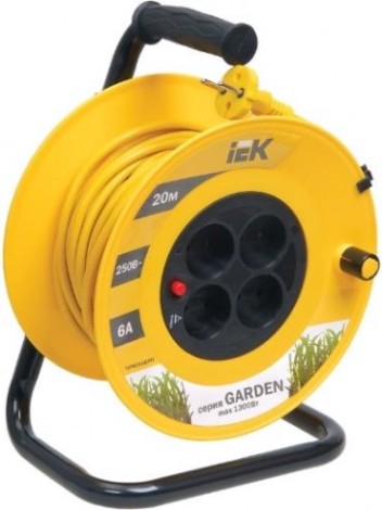 Удлинитель на катушке IEK УК20 2Р/20м 2х0,75мм Garden с термозащитой 4 места [WKP23-06-04-20]