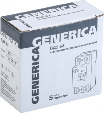 Выключатель дифференциальный (УЗО) IEK ВД1-63 GENERICA 2п 16а 30ма тип ac [MDV15-2-016-030]