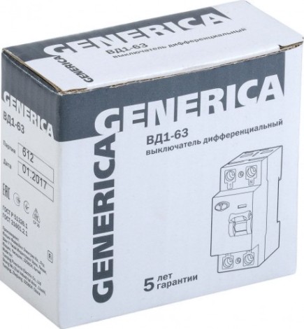 Выключатель дифференциальный (УЗО) IEK ВД1-63 GENERICA 2п 25а 30ма тип ac [MDV15-2-025-030]