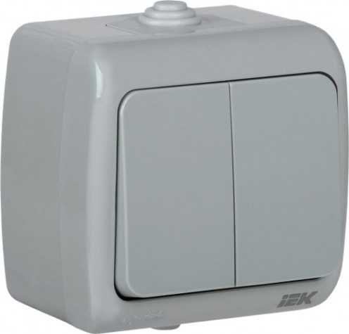 Выключатель двухклавишный IEK Aquatic ВС-20-2-0-А 10А ip54 [EVA20-K03-10-54]