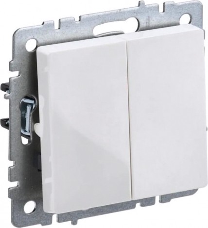 Выключатель двухклавишный IEK BRITE ВС10-2-0-БрБ 10А белый [BR-V20-0-10-K01]
