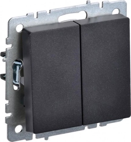 Выключатель двухклавишный IEK BRITE ВС10-2-0-БрЧ 10А черный [BR-V20-0-10-K02]