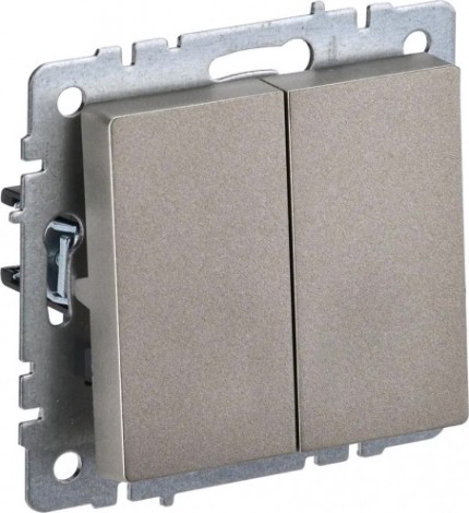 Выключатель двухклавишный IEK BRITE ВС10-2-0-БрШ 10А шампань [BR-V20-0-10-K37]