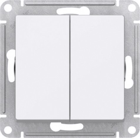Выключатель двухклавишный Systeme Electric AtlasDesign (сх. 5) 10ax белый [ATN000151]