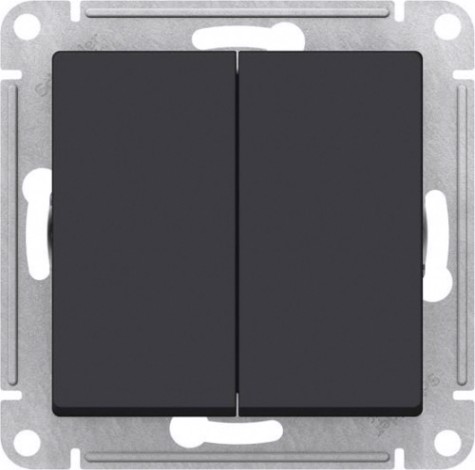 Выключатель двухклавишный Systeme Electric AtlasDesign (сх. 5) 10ax карбон [ATN001051]