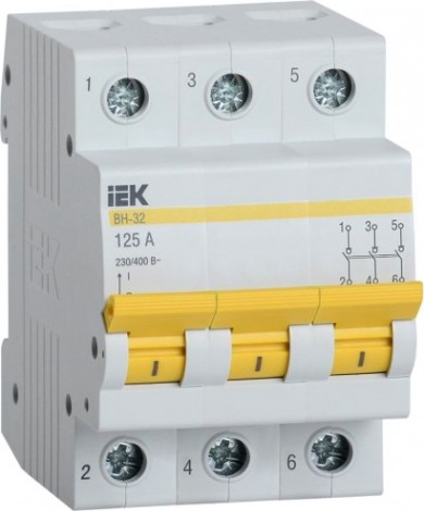 Выключатель нагрузки IEK ВН-32 (мини-рубильник) 3р 125а [MNV10-3-125]