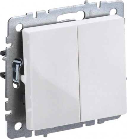 Выключатель проходной IEK BRITE ВС10-2-6-БрБ 2-клавишный 10А белый [BR-V22-0-10-K01]