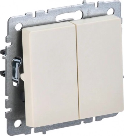 Выключатель проходной IEK BRITE ВС10-2-6-БрКр 2-клавишный 10А бежевый [BR-V22-0-10-K10]