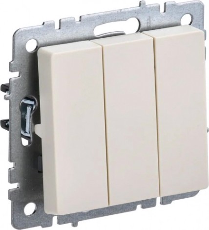Выключатель трехклавишный IEK BRITE ВС10-3-0-БрКр 10А бежевый [BR-V30-0-10-K10]
